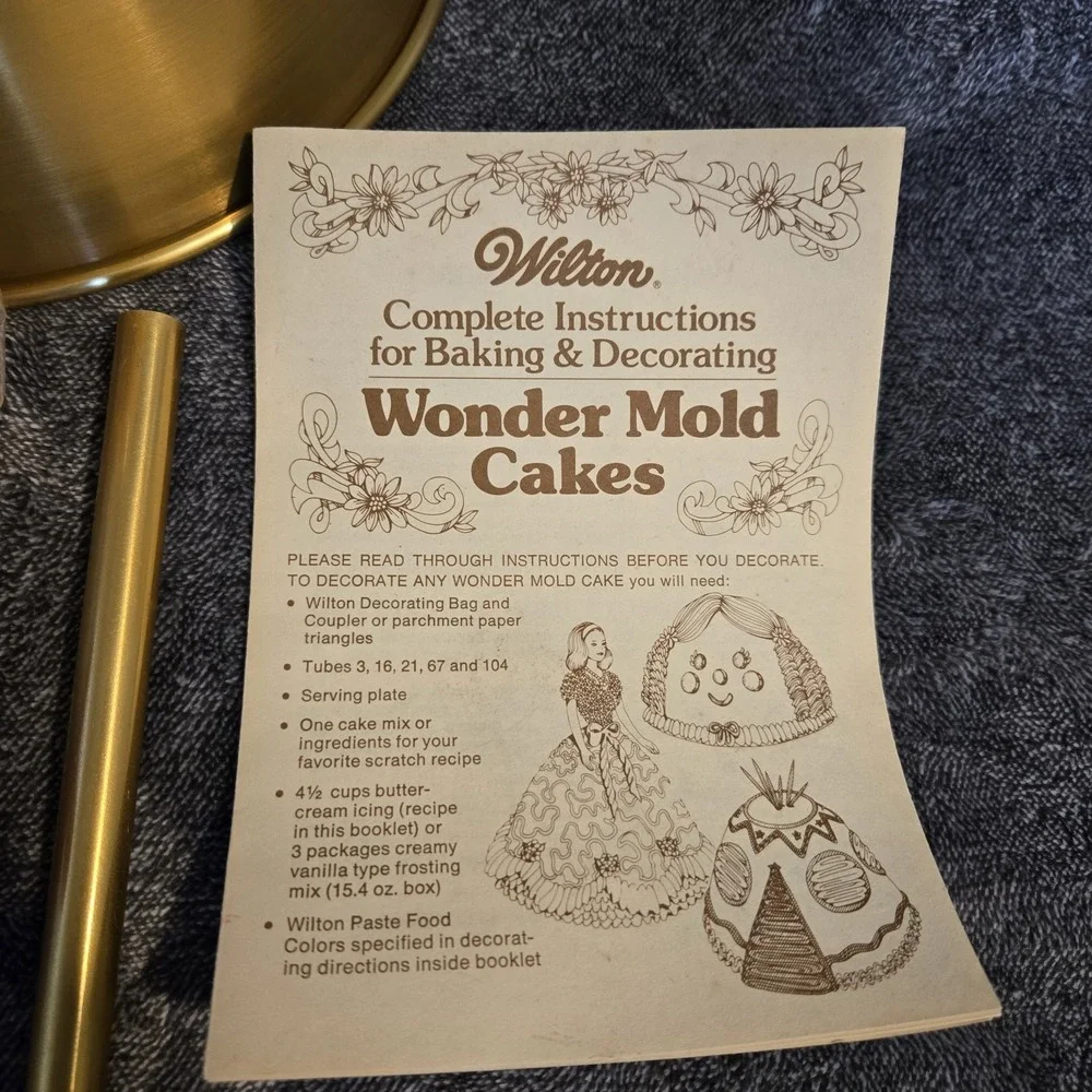 Vintage Wilton Wonder Mold Cake Pan 502-674 Doll Instructions Tube 1971 1974